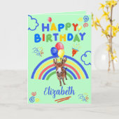 Donkey Birthday Card in Green Kaart (Gele Bloem)
