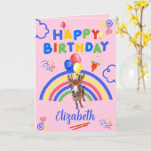 Donkey Birthday Card in Pink Kaart (Gele Bloem)