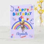 Donkey Birthday Card in Purple Kaart (Gele Bloem)