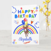 Donkey Birthday Card in White Kaart (Gele Bloem)