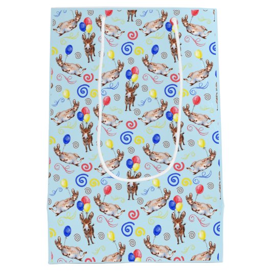 Donkey Birthday Gift Bag in Blue Medium Cadeauzakje (Achterkant)