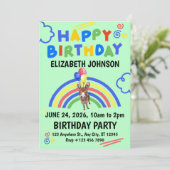 Donkey Birthday Invitation in Green Kaart (Staand voorkant)