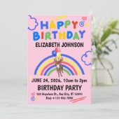 Donkey Birthday Invitation in Pink Kaart (Staand voorkant)