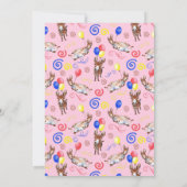 Donkey Birthday Invitation in Pink Kaart (Achterkant)