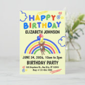 Donkey Birthday Invitation in Yellow Kaart (Staand voorkant)