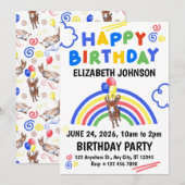 Donkey Birthday Invitation White Kaart (Voorkant / Achterkant)