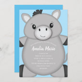 Donkey Birthday Party Blue Kaart (Voorkant / Achterkant)