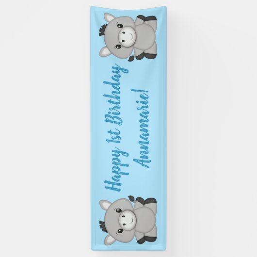 Donkey Birthday Party Blue Spandoek (Verticaal)