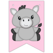 Donkey Birthday Party roze Vlaggetjes (Eerste vlag)