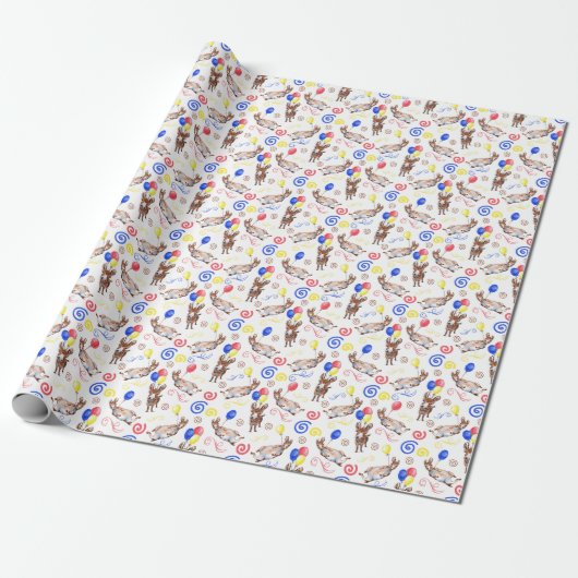 Donkey Birthday Wrapping Paper Cadeaupapier (Uitgerold)