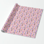Donkey Birthday Wrapping Paper in Pink Cadeaupapier (Uitgerold)