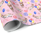 Donkey Birthday Wrapping Paper in Pink Cadeaupapier (Rol Hoek)