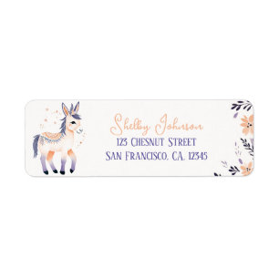 Donkey Boho Perzik Lavendel Floral Design - Etiket
