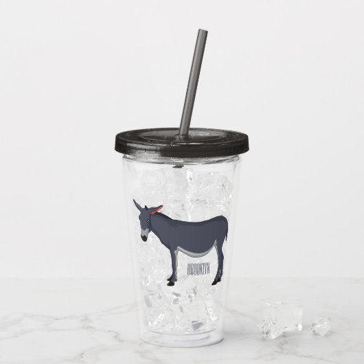 Donkey cartoon illustratie acryl drinkbeker (Achterkant ijs)