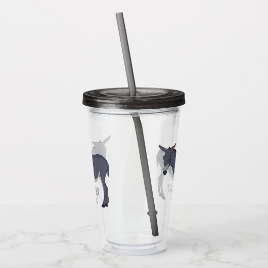 Donkey cartoon illustratie acryl drinkbeker (Links)