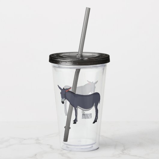 Donkey cartoon illustratie acryl drinkbeker (Achterkant)