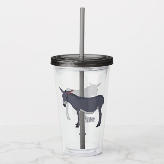 Donkey cartoon illustratie acryl drinkbeker (Voorkant)