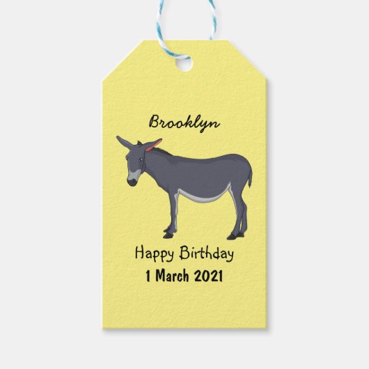 Donkey cartoon illustratie cadeaulabel (Voorkant)
