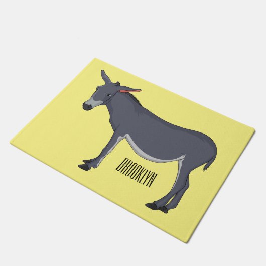 Donkey cartoon illustratie deurmat (Schuin)