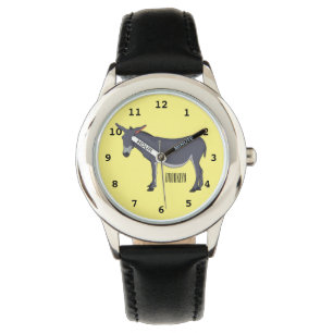 Donkey cartoon illustratie horloge