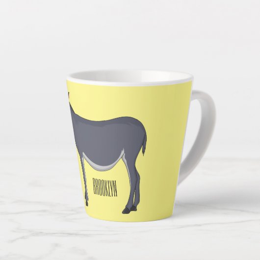 Donkey cartoon illustratie latte mok (Rechterhoek)