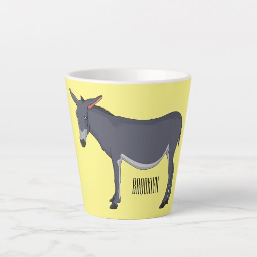 Donkey cartoon illustratie latte mok (Voorkant)