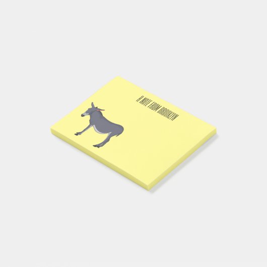 Donkey cartoon illustratie post-it® notes (Schuin)