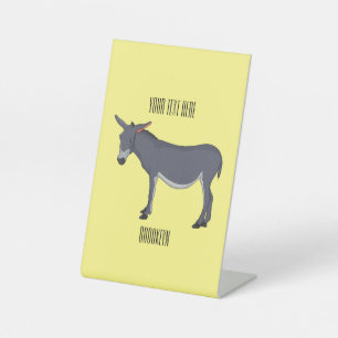 Donkey cartoon illustratie reclamebord met voetstuk