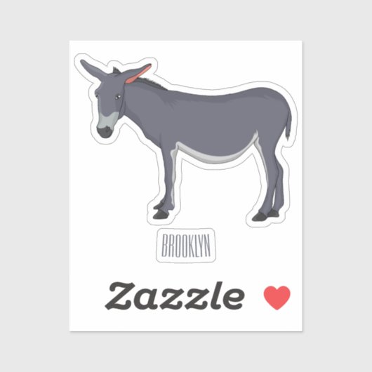 Donkey cartoon illustratie sticker (Vel)