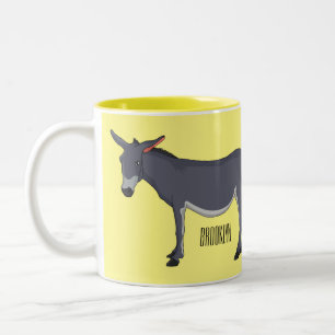 Donkey cartoon illustratie tweekleurige koffiemok