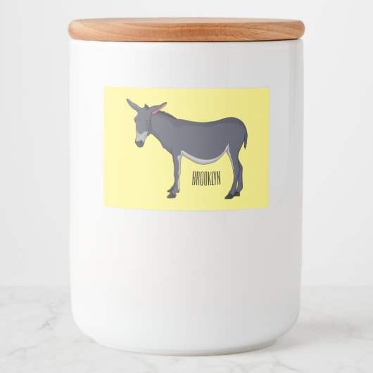 Donkey cartoon illustratie voedselcontainer etiket (Voorkant)