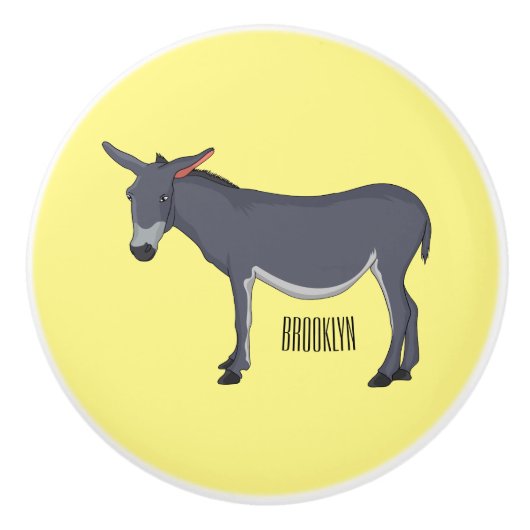 Donkey cartoon illustration keramische knop (Voorkant)