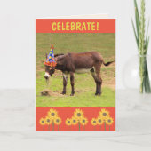 Donkey Celebrate Happy Birthday Kaart (Voorkant)