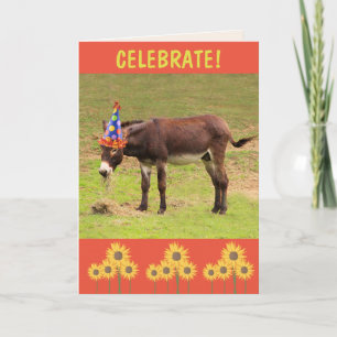Donkey Celebrate Happy Birthday Kaart