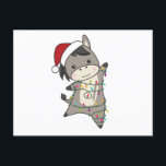 Donkey Christmas Donkeys Winter Animals Briefkaart<br><div class="desc">The donkey for Christmas with fairy lights. Funny animals with gifts and snow to the folidays. Also funny for Christmas in July. Donkeys are sweet animals and perfect for Christmas.</div>