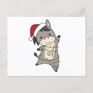 Donkey Christmas Donkeys Winter Animals Briefkaart