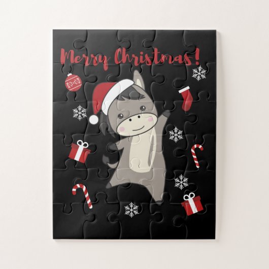 Donkey Christmas Donkeys Winter Animals Legpuzzel (Verticaal)