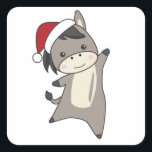 Donkey Christmas Donkeys Winter Animals Vierkante Sticker<br><div class="desc">The donkey for Christmas with fairy lights. Funny animals with gifts and snow to the folidays. Also funny for Christmas in July. Donkeys are sweet animals and perfect for Christmas.</div>
