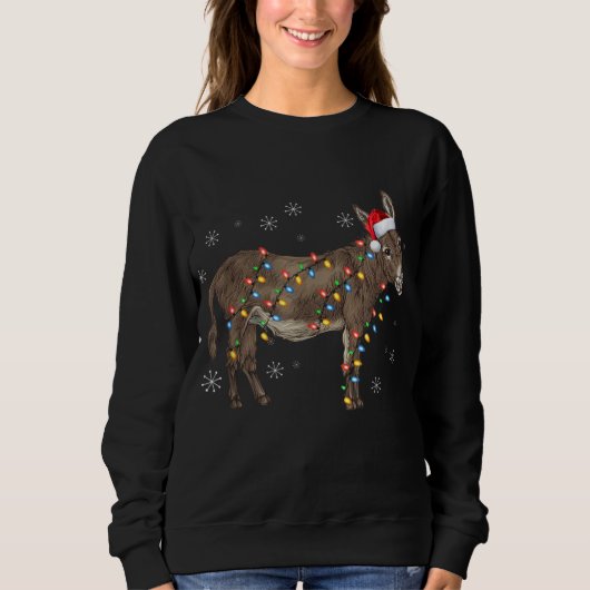 Donkey Christmas Sweater Lights Santa Xmas (Voorkant)