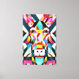 Donkey Colorful Fun Geometric Abstracte Art Canvas Afdruk