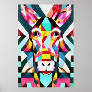 Donkey Colorful Fun Geometric Abstracte Art Poster