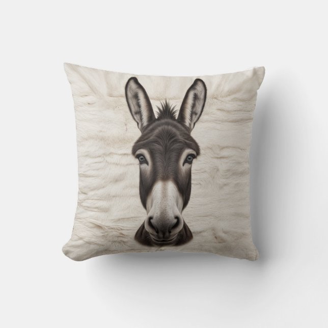 Donkey Delight: Zwart-wit Kilim Kussens (Voorkant)