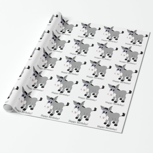 Donkey Design Birthday Cadeaupapier (Uitgerold)