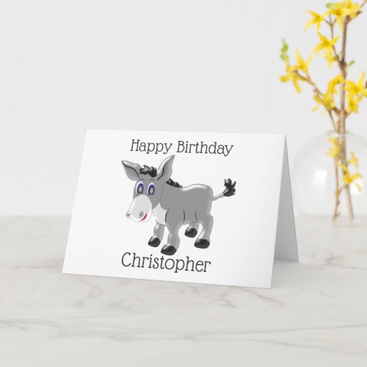 Donkey Design Birthday Kaart (Gele Bloem)