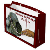 Donkey die een Apple Large Gift Bag eet Groot Cadeauzakje (Achterkant Gekanteld)