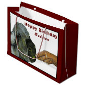 Donkey die een Apple Large Gift Bag eet Groot Cadeauzakje (Voorkant Gekanteld)