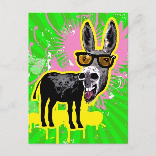 Donkey die zonnebril draagt briefkaart (Voorkant)