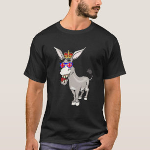 Donkey die zonnebril draagt en Crown England UK Fl T-shirt