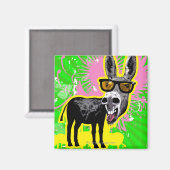 Donkey die zonnebril draagt magneet (Voorkant / Achterkant)