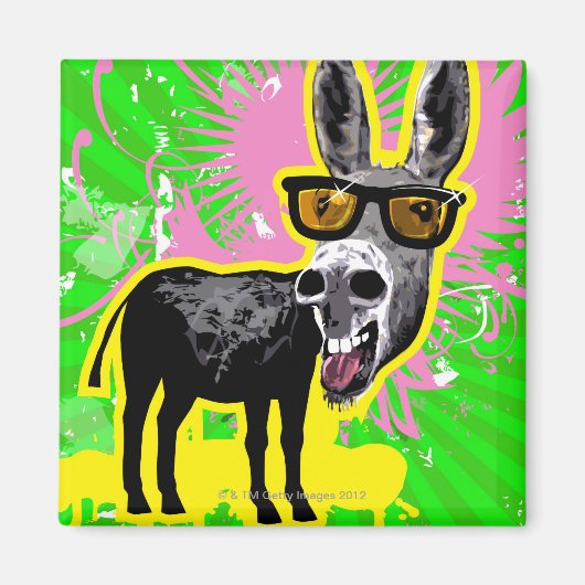 Donkey die zonnebril draagt magneet (Voorkant)